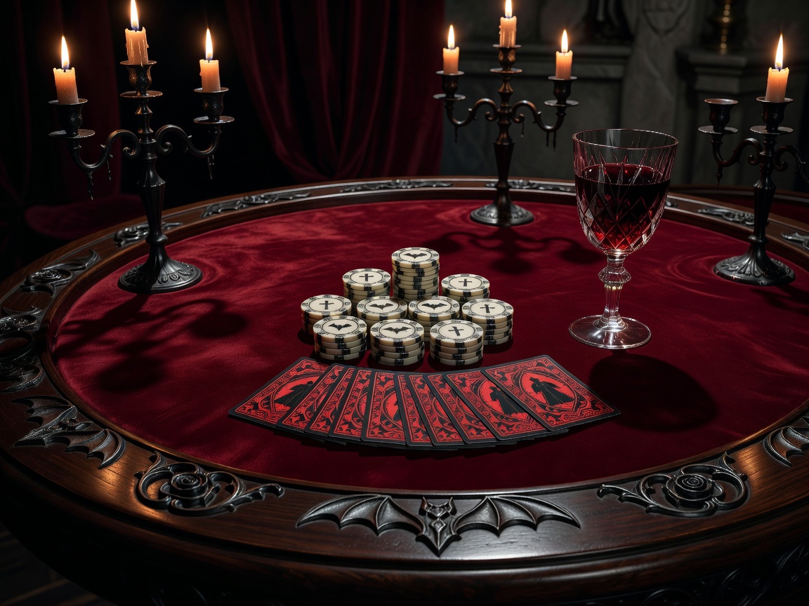 Premium gothic casino table details with aristocratic vampire aesthetics